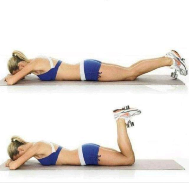 Lying dumbbell leg curl exercise demonstration